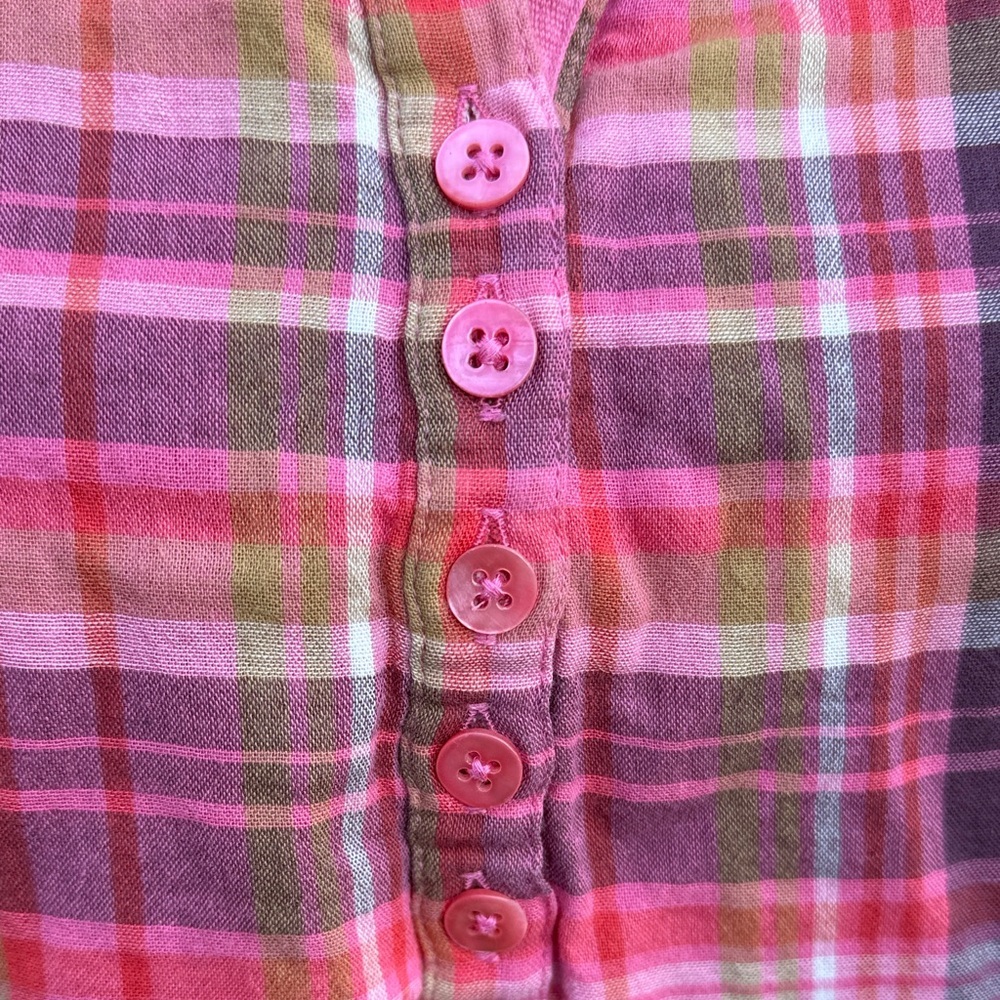 Soft Surroundings Multicolor Plaid Top pink purple green medium cotton - Picture 4 of 10